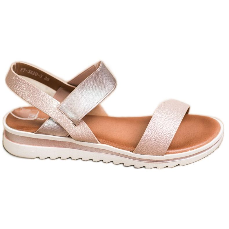 Best Shoes Sandalias sin cordones de moda rosado dorado