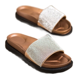 Kayla Zapatillas cómodas con circonita cúbica beige dorado