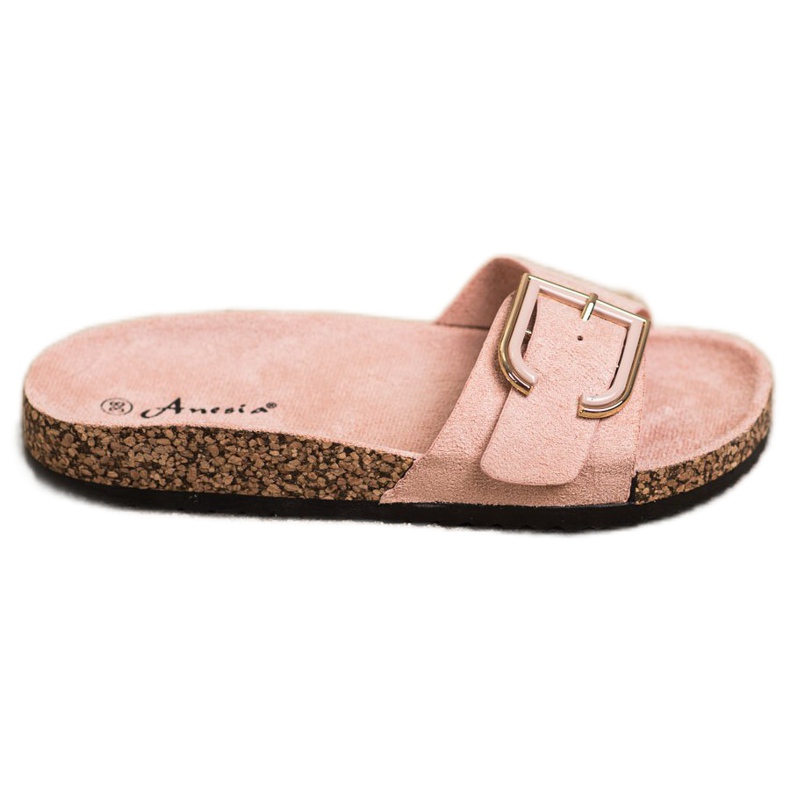 Anesia Paris Pantuflas casuales de gamuza rosado