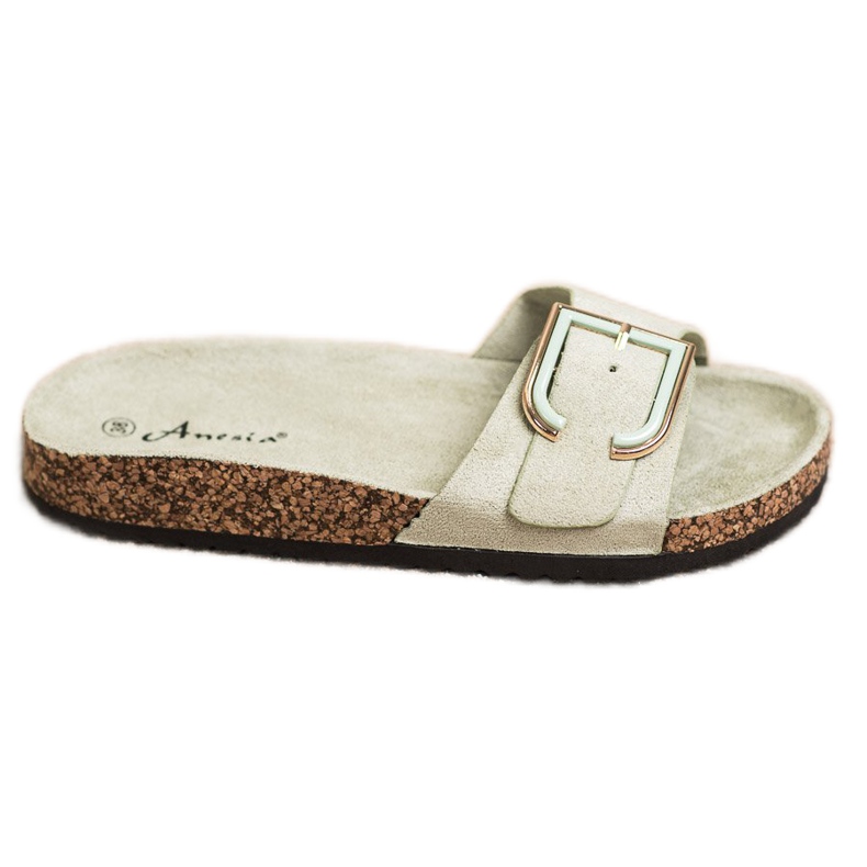 Anesia Paris Pantuflas casuales de gamuza verde