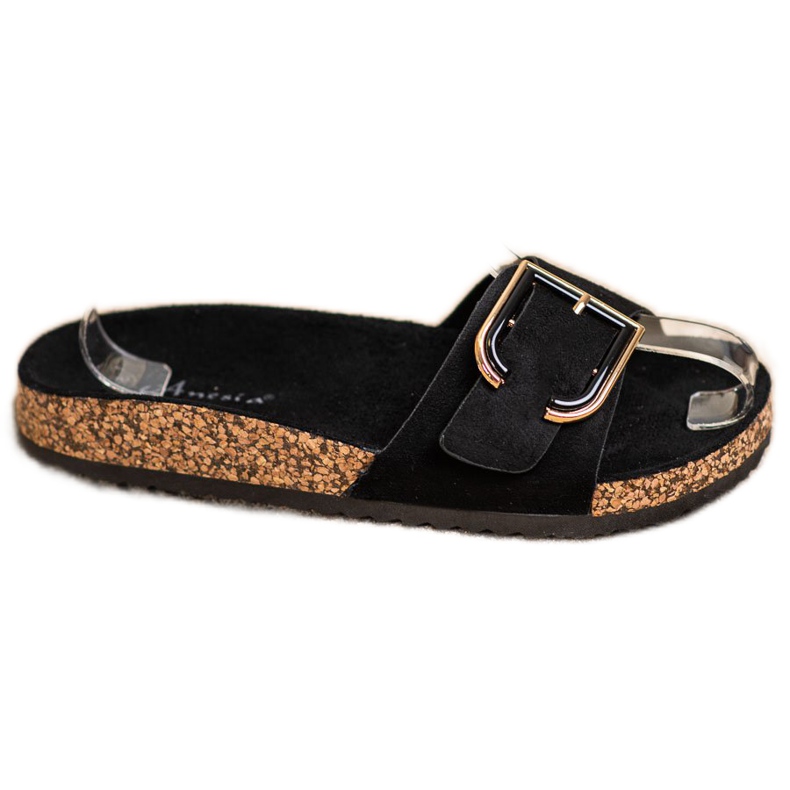 Anesia Paris Pantuflas casuales de gamuza negro