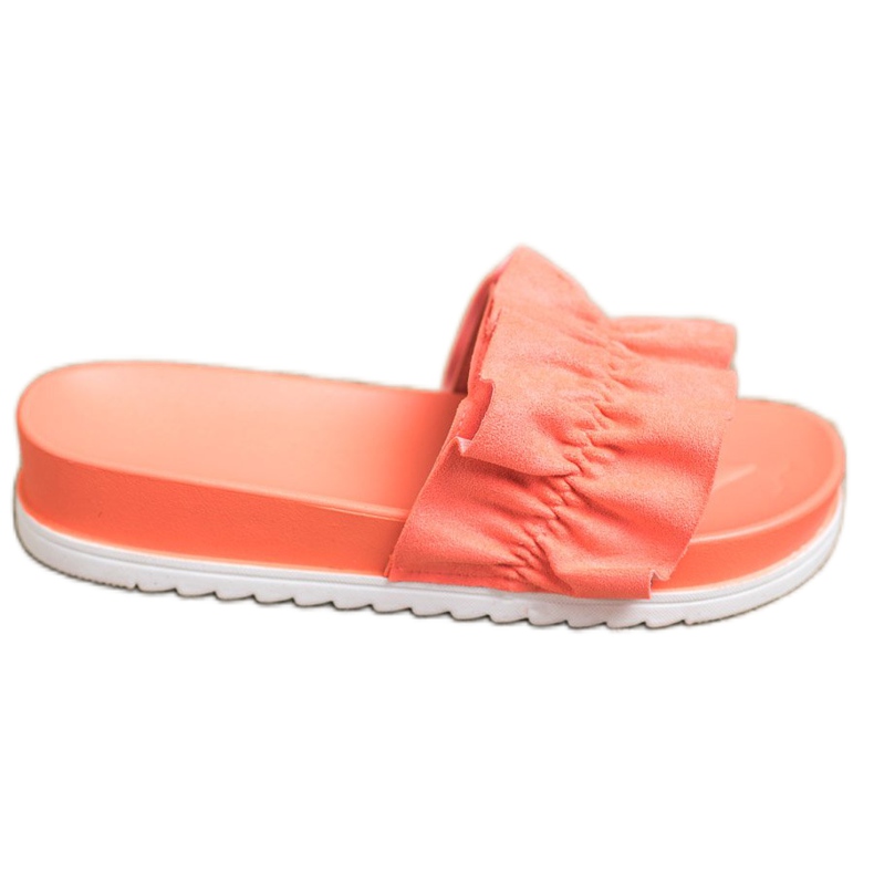SHELOVET Zapatillas de coral en la plataforma naranja rosado