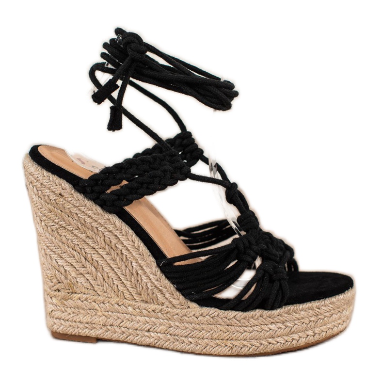 Seastar Sandalias atadas en una cuña alta negro