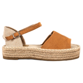 Bestelle Alpargatas con punta abierta beige marrón