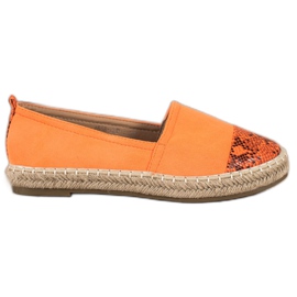 Bestelle Alpargatas con aplicación de estampado de serpiente naranja