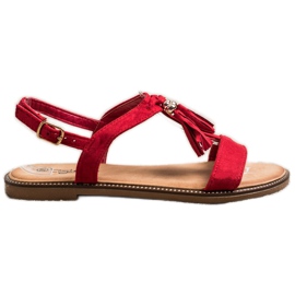 Groto Gogo Sandalias rojas con flecos rojo