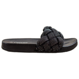 Groto Gogo Pantuflas Textiles Con Cristales negro