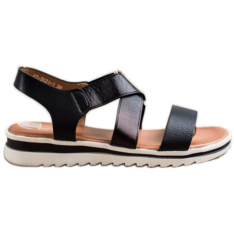 Best Shoes Sandalias sin cordones con purpurina negro