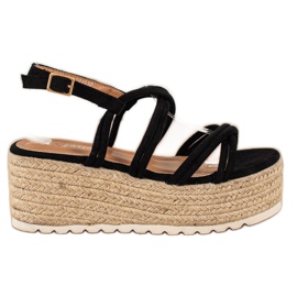 Seastar Alpargatas en sandalias de cuña negro