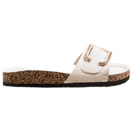 Anesia Paris Pantuflas casuales de gamuza beige