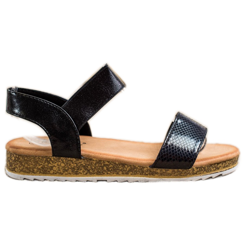 Kayla Sandalias de piel ecológica brillante negro