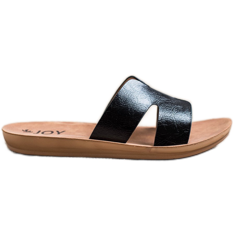 SHELOVET Zapatillas de cuero ecológico negro