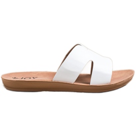 SHELOVET Zapatillas de cuero ecológico blanco