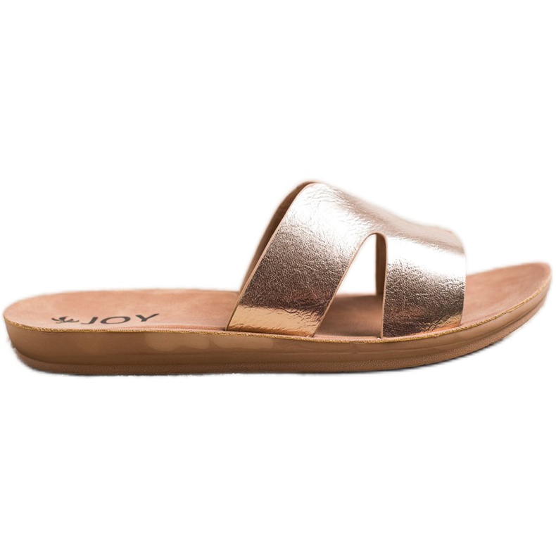 SHELOVET Zapatillas de cuero ecológico dorado