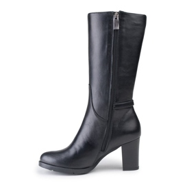 Marco Shoes Botas clásicas de napa negra con hebillas y correas adicionales negro