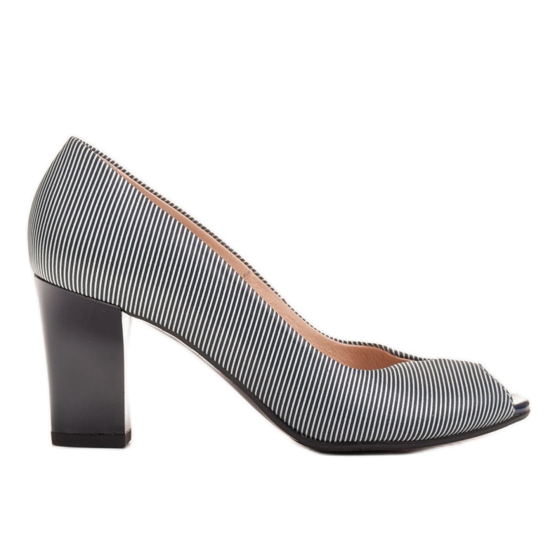 Zapatos de salón Marco Shoes piel azul marino + blanco