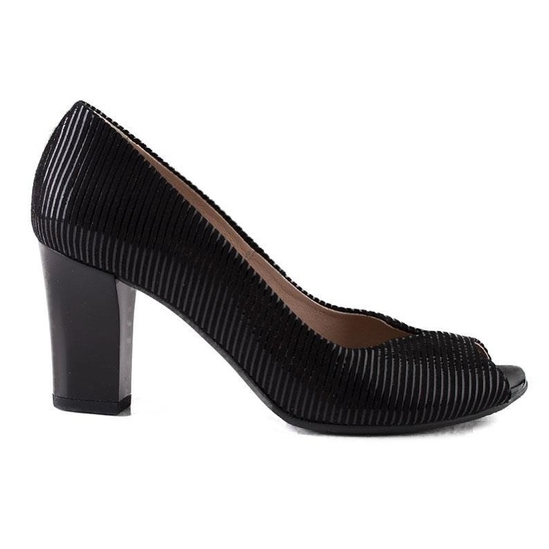 Zapatos de tacón Marco Shoes de piel negra a rayas negro