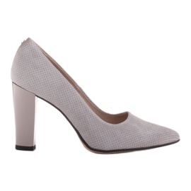 Zapatos de salón Marco Shoes de piel gris con lunares