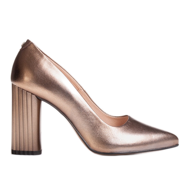 Marco Shoes Zapatos de salón metalizados con tacón alto acanalado marrón
