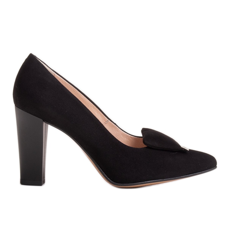 Zapatos de salón Marco Shoes 1008P de terciopelo negro con adorno