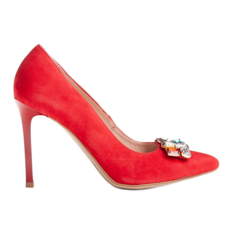 Marco Shoes 1057P tachuelas rojas con piedras grandes rojo