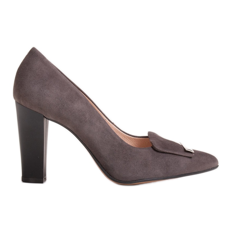 Zapatos de salón Marco Shoes 1008P de terciopelo marrón con adorno