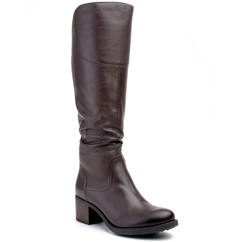 Marco Shoes Cosaco de cuero arrugado marrón oscuro