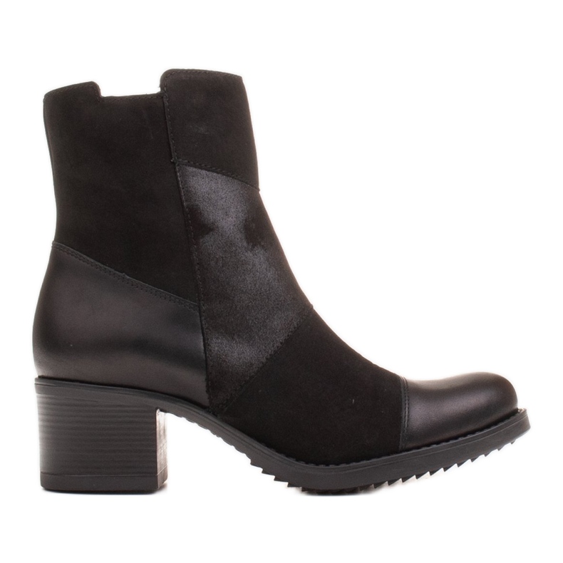Marco Shoes Botas de mujer cómodas en combinación de piel flor y nubuck negro Marco Shoes Botas de mujer cómodas en combinación de piel flor y nubuck negro