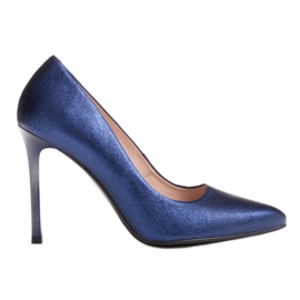 Marco Shoes Stilettos de tacón alto azul marino hechos de piel auténtica