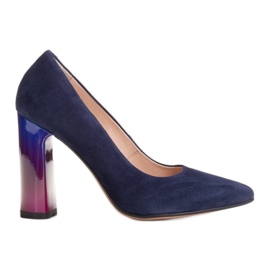 Marco Shoes Salón de piel elegante con tacón alto multicolor azul marino