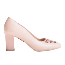 Marco Shoes Salón 1120P rosa con adorno floral rosado
