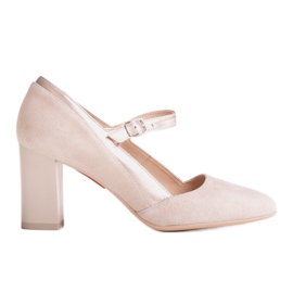 Marco Shoes Zapatos de salón con correa en un talón estable beige