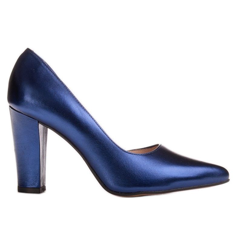 Marco Shoes Zapatos azul marino con un lado abierto