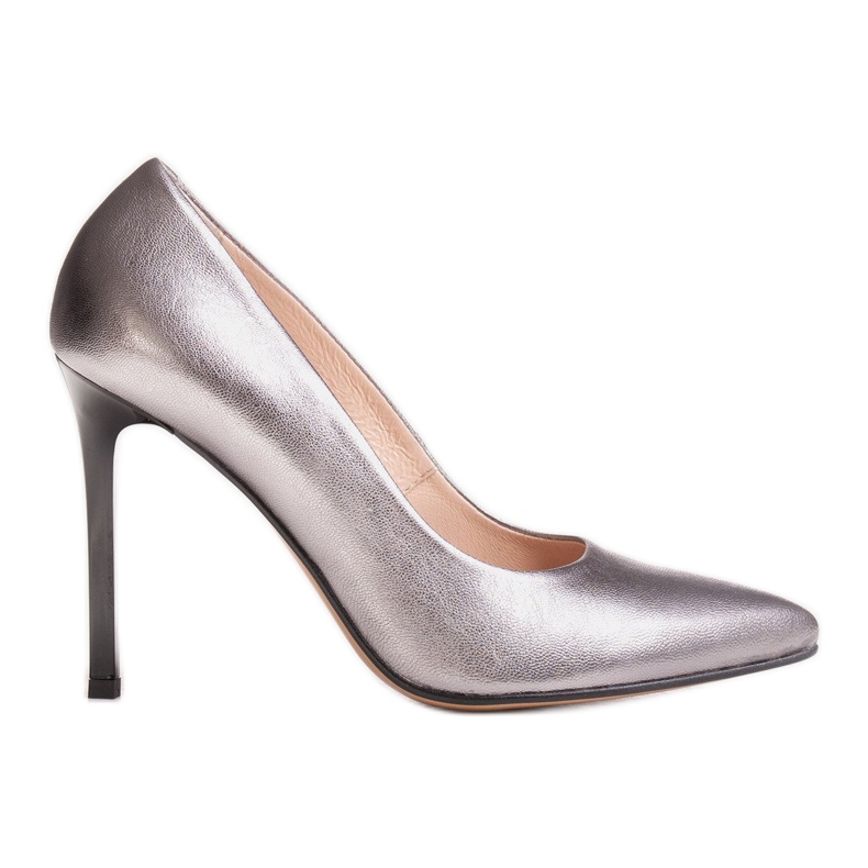 Marco Shoes Stilettos Marco de piel natural con tacón plata gris