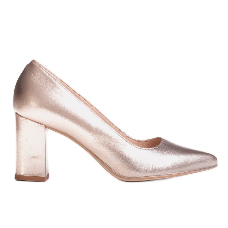 Marco Shoes Salones de platino 1066P con un interesante tacón dorado Marco Shoes Salones de platino 1066P con un interesante tacón dorado