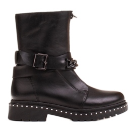 Marco Shoes Marco 1262B botas de montaña para mujer con cadena, Glany negro Marco Shoes Marco 1262B botas de montaña para mujer con cadena, Glany negro
