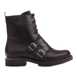 Marco Shoes Botas de mujer con cordones 1364B con doble hebilla negro Marco Shoes Botas de mujer con cordones 1364B con doble hebilla negro