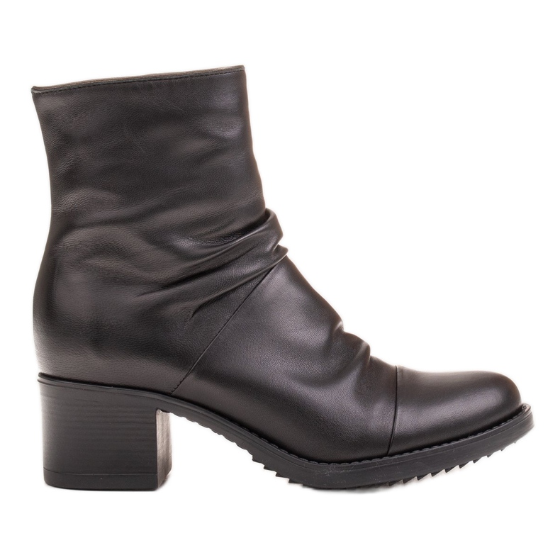 Marco Shoes Cómodas botas de piel negra con fruncido negro