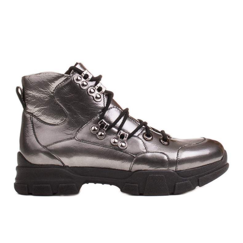 Marco Shoes Botas deportivas de piel gris brillante
