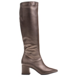 Marco Shoes Botas de mujer elegantes 1376K en color marrón metalizado