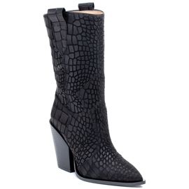 Marco Shoes Marco boots 1408K botas vaqueras con motivo animal negro