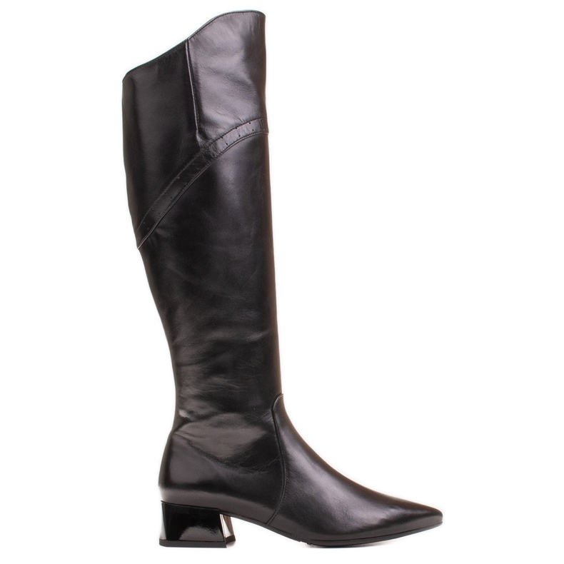 Marco Shoes Botas de piel negra con borde ondulado negro