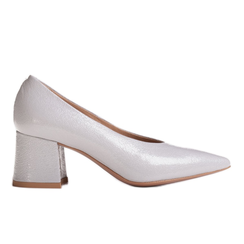 Marco Shoes Zapatos de salón elegantes para mujer hechos de laca color paloma gris