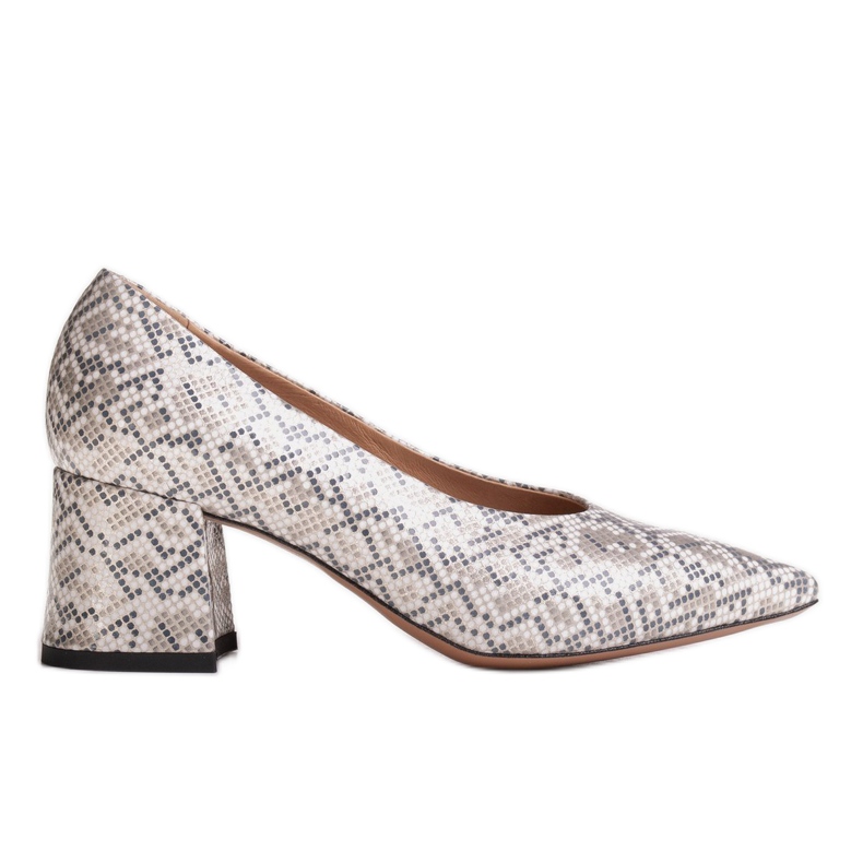 Marco Shoes Zapatos de tacón de mujer elegantes con motivo de serpiente gris