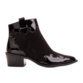 Marco Shoes Botas negras de gamuza natural con la adición de barniz. negro
