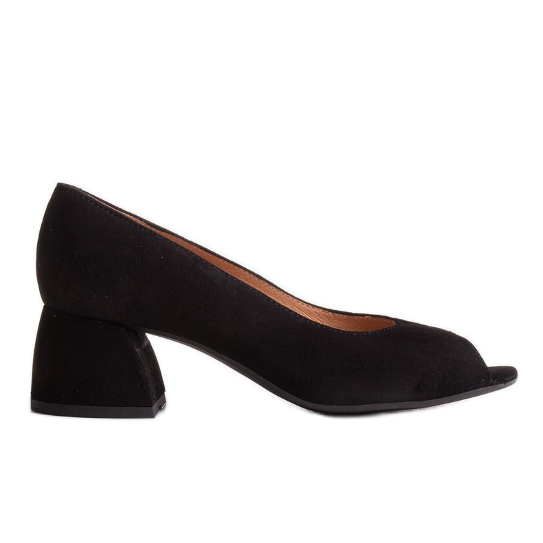 Marco Shoes Salón de ante negro con tacón estable