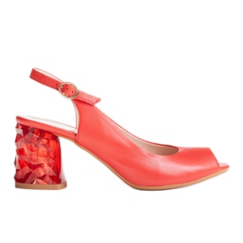 Marco Shoes Sandalias de piel roja con tacón 3D rojo