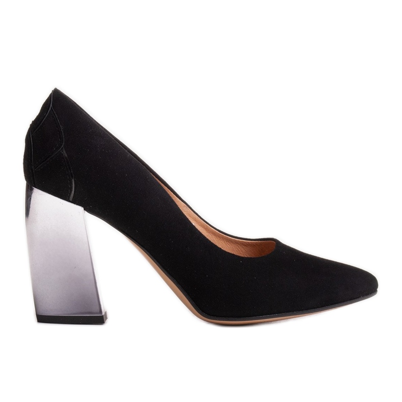 Marco Shoes Salón negro con tacón metalizado