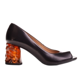 Marco Shoes Sandalias negras 1519P con tacón 3D ámbar negro