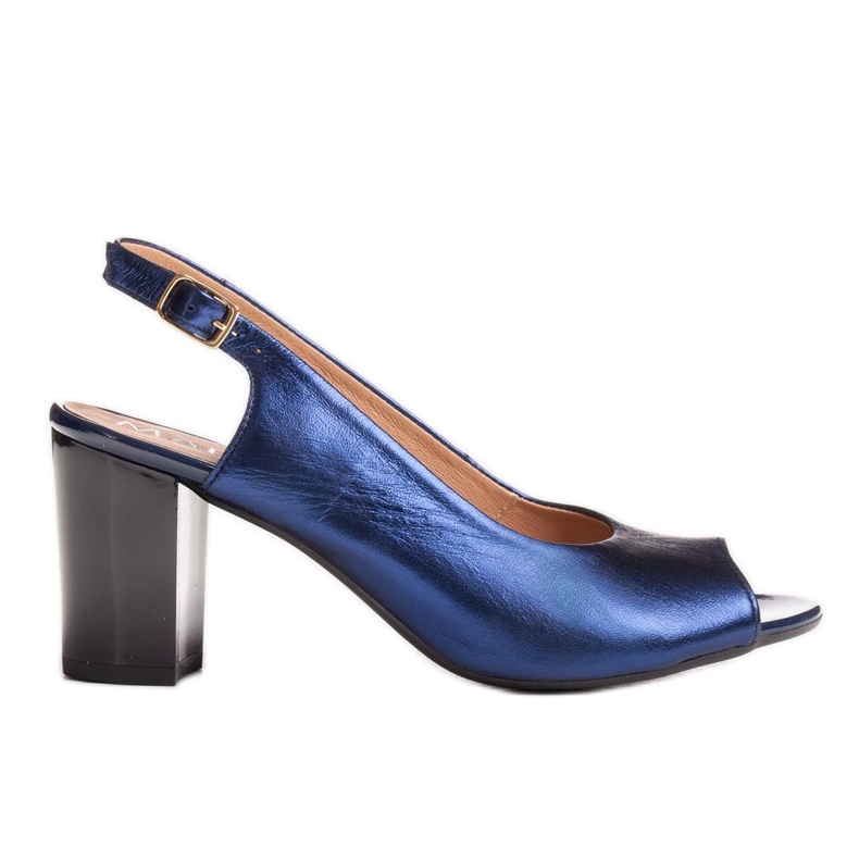 Marco Shoes Sandalias Marco de piel metalizada con tacón estable azul marino azul